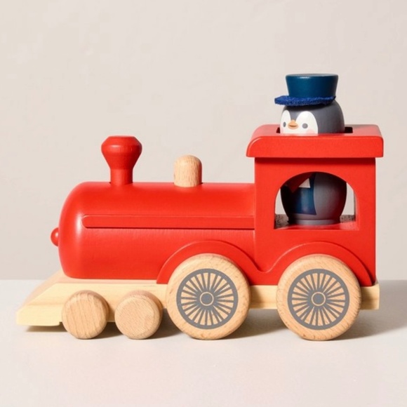 2pc Toy Train with Penguin Conductor Peg Pal - Hearth & Hand Magnolia - Picture 1 of 11